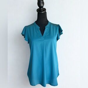 Gaharu Women's V Neck Short Sleeve Chiffon Blouse